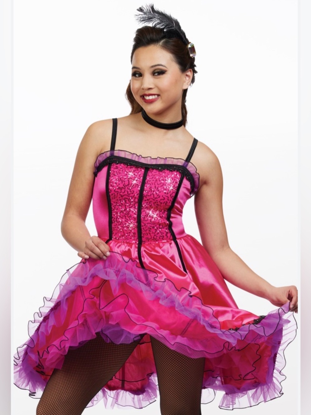 Weissman Cancan Costume Dance Dress Adult Womens Small Black Pink Tulle EUC